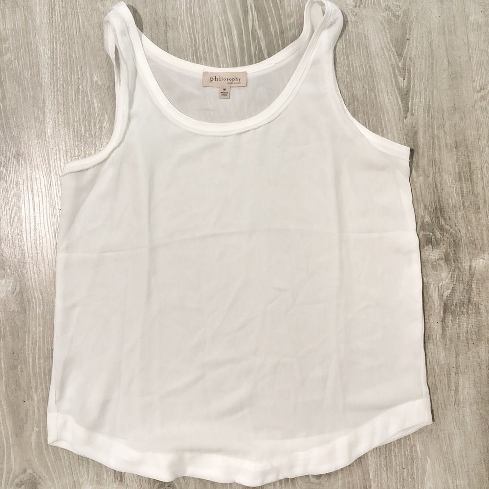 PHILOSOPHY Classic White Semi-Sheer Blouse